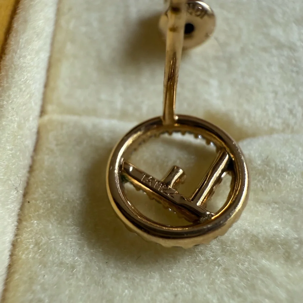 ✨SOLD✨F is Fendi Gold Rhinestone Studs - Picture 8 of 12